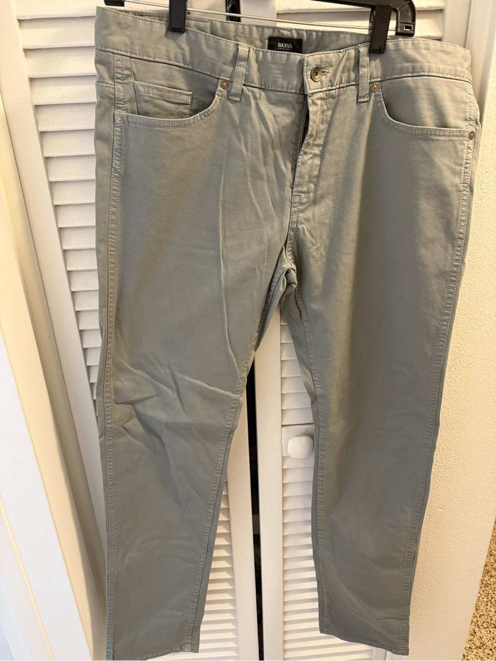 BOSS Men's Gray Slim Fit Pants/Chinos